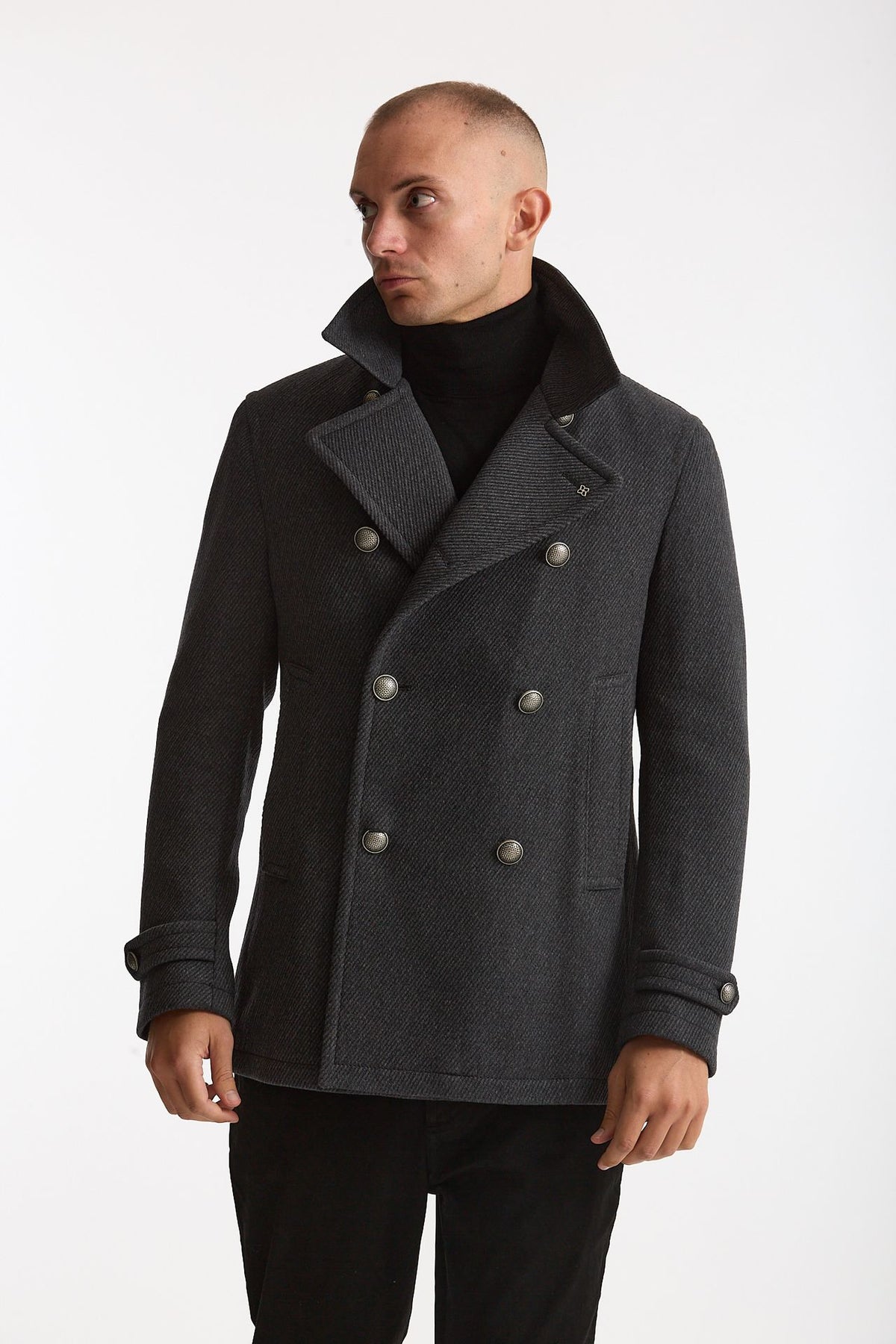 Peacoat in lana grigio uomo Tagliatore - 7