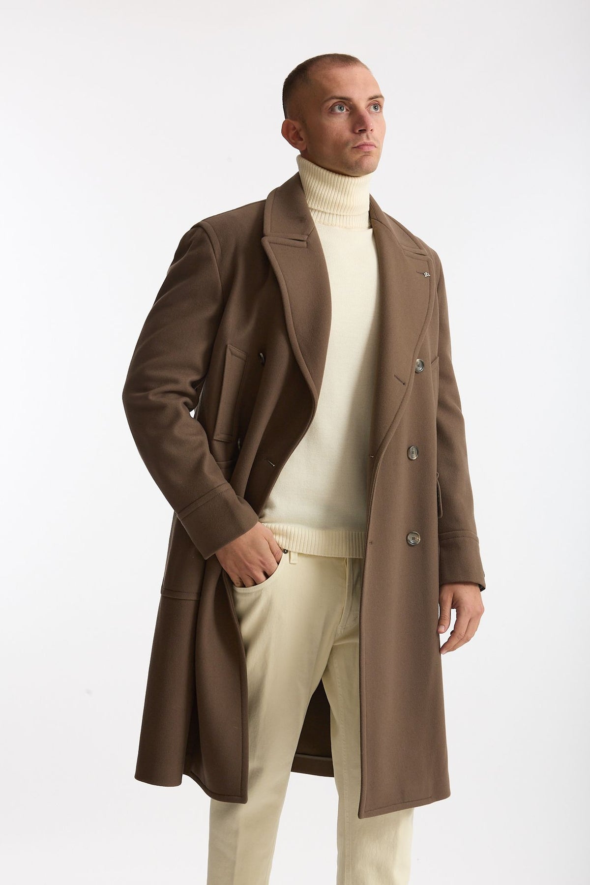 Cappotto PINO LERARIO doppiopetto cammello uomo Tagliatore - 4
