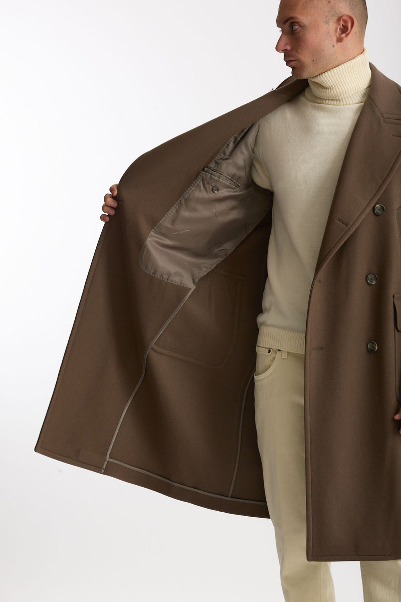 Cappotto PINO LERARIO doppiopetto cammello uomo Tagliatore - 5