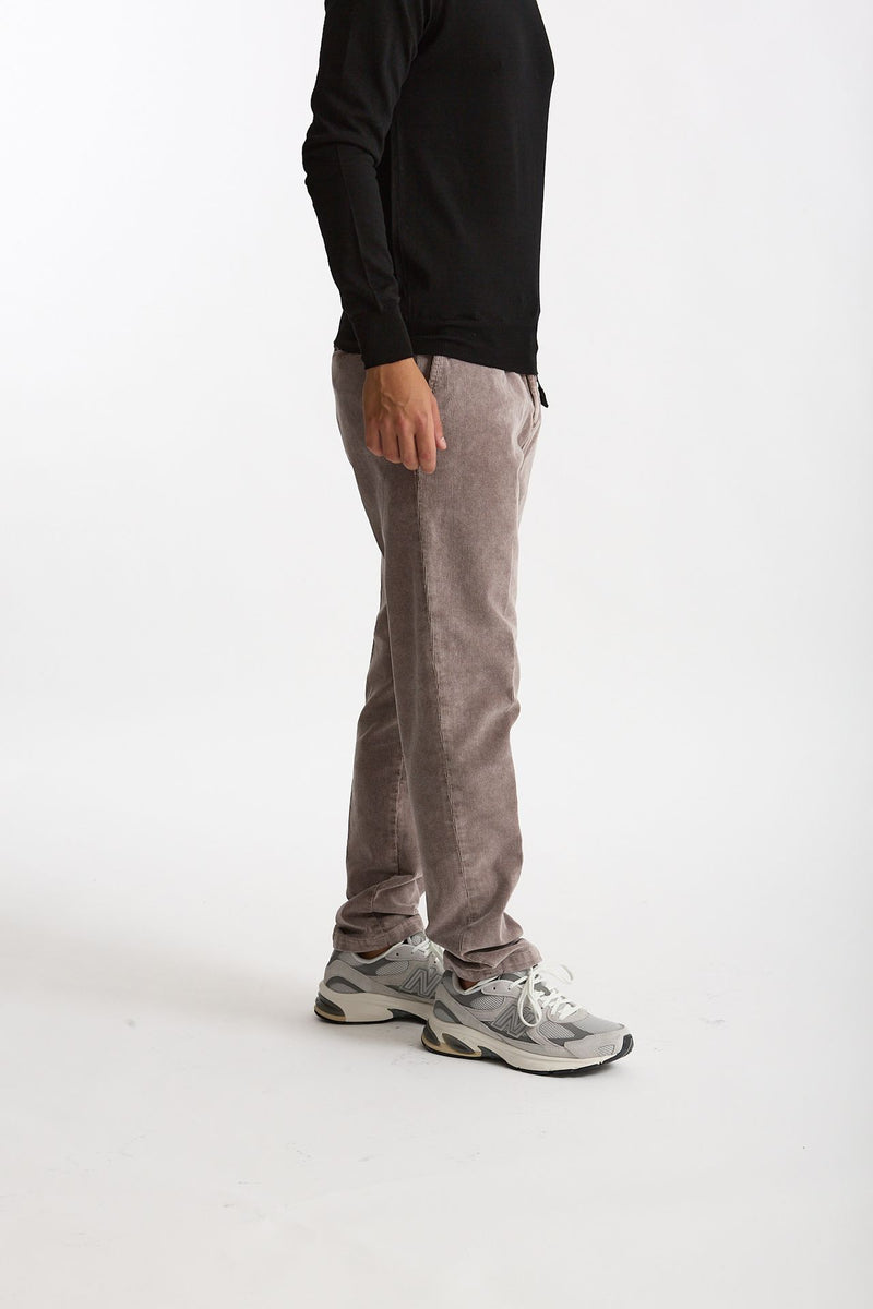 Pantalone in velluto lavato stretch grigio uomo White sand - 2