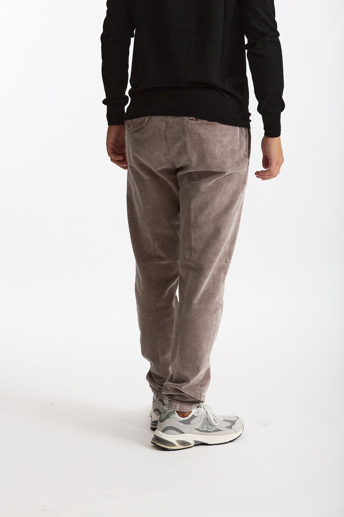 Pantalone in velluto lavato stretch grigio uomo White sand - 3