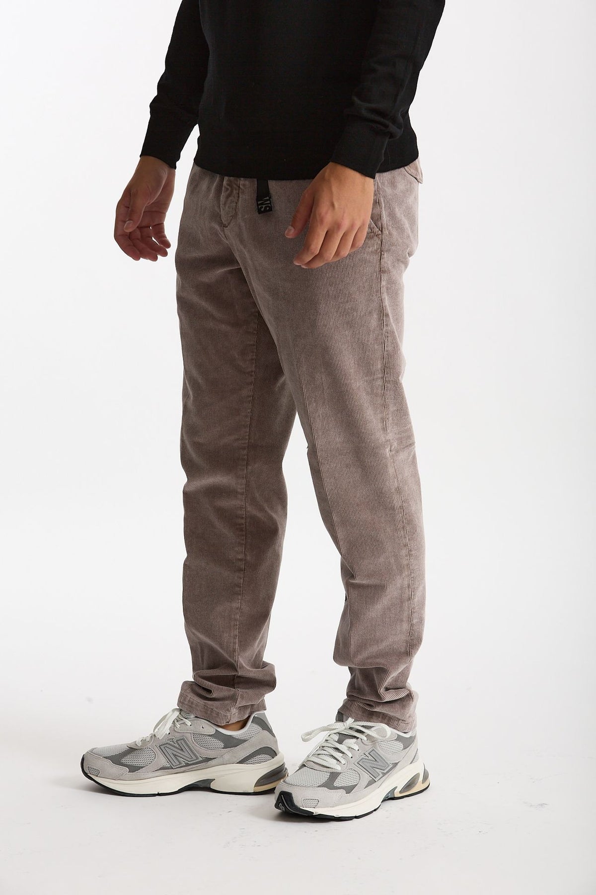 Pantalone in velluto lavato stretch grigio uomo White sand - 4