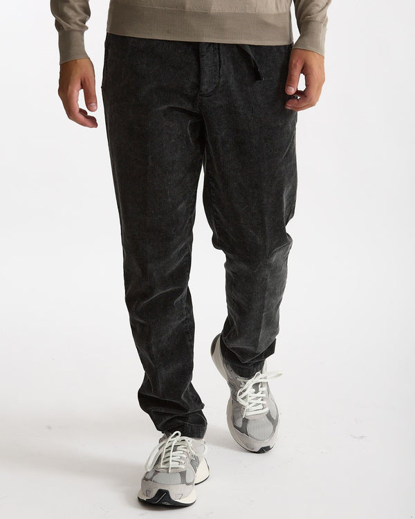 Pantalone in velluto lavato stretch nero uomo White sand