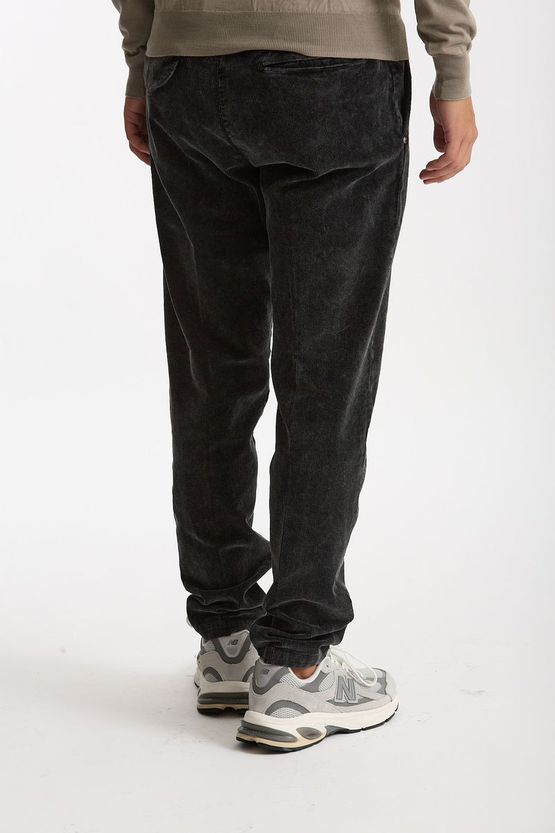Pantalone in velluto lavato stretch nero uomo White sand - 5