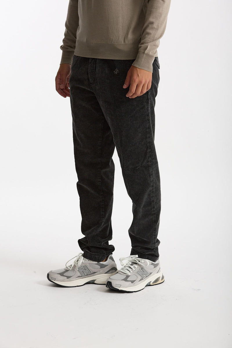 Pantalone in velluto lavato stretch nero uomo White sand - 1