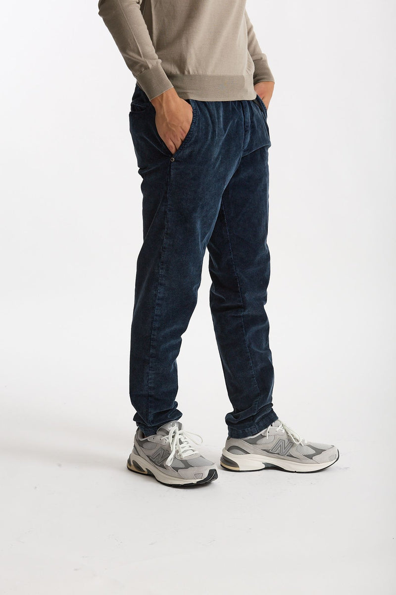 Pantalone in velluto lavato stretch blu uomo White sand - 2