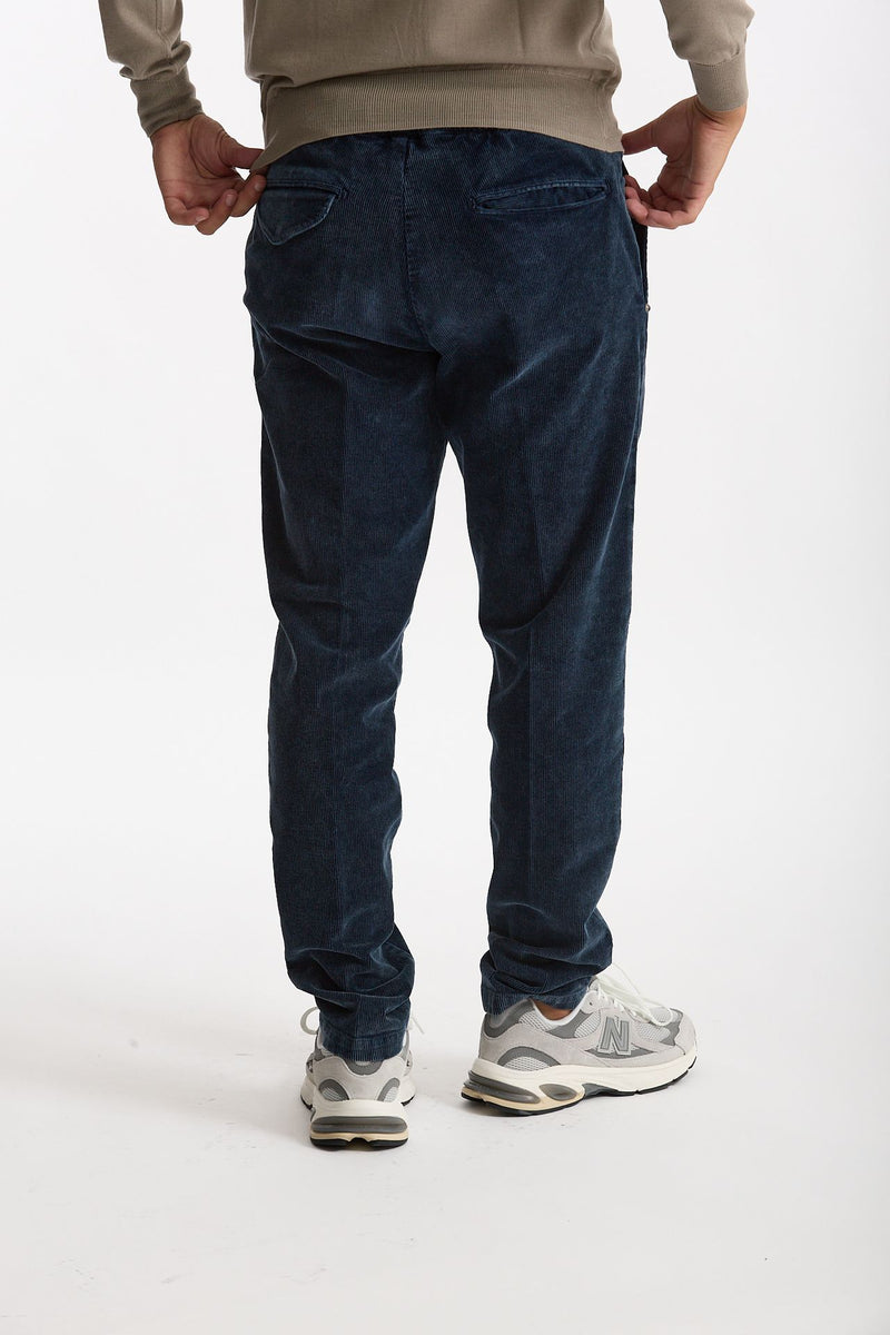 Pantalone in velluto lavato stretch blu uomo White sand - 3