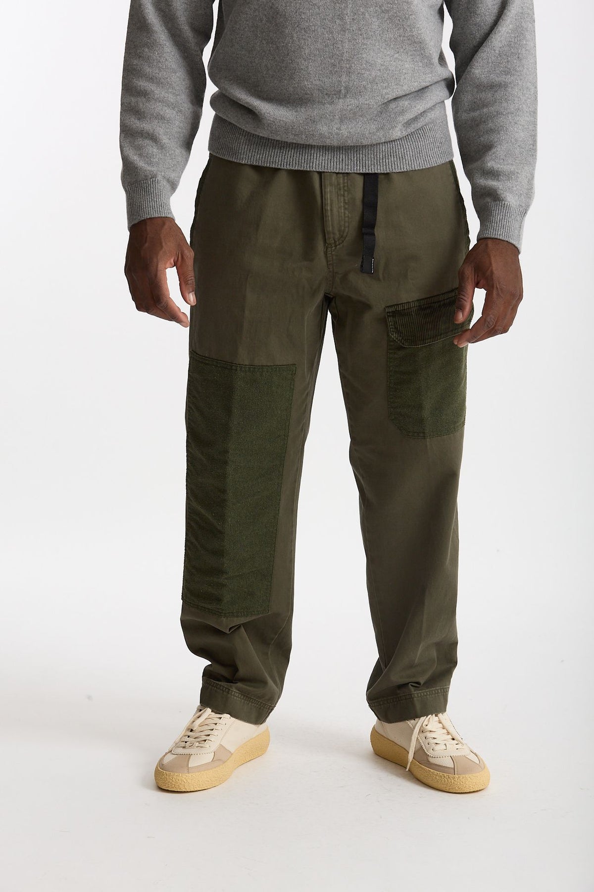 Pantalone Cotone fermo verde militare uomo White sand - 2