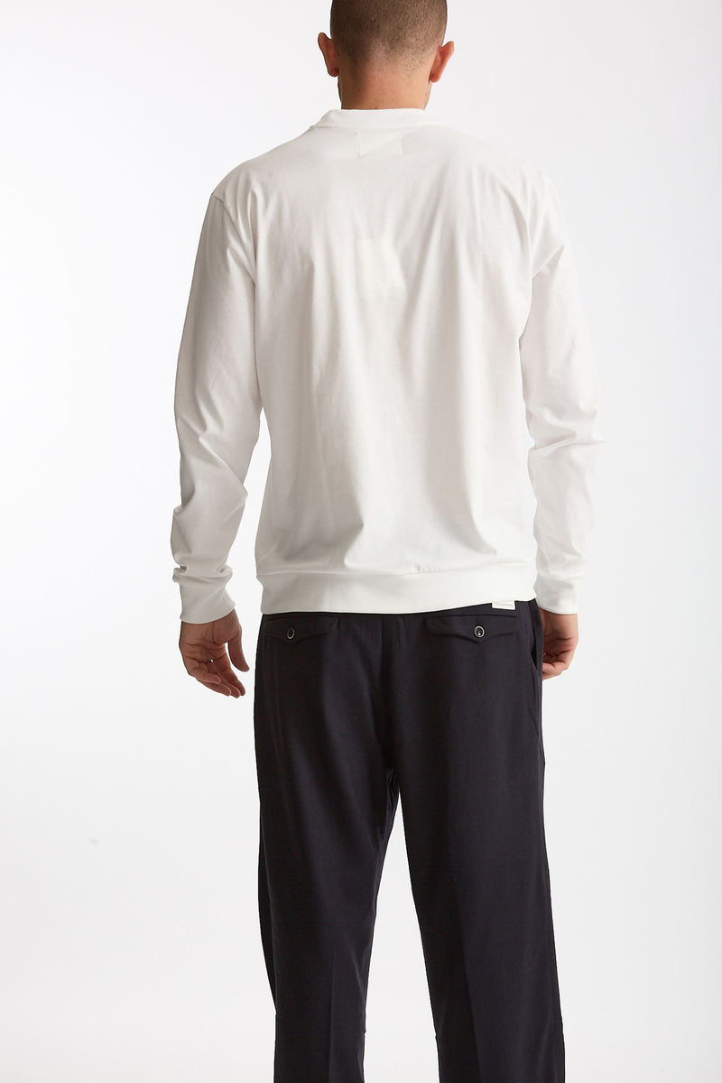 T-shirt manica lunga in cotone bianco uomo Woc - 4