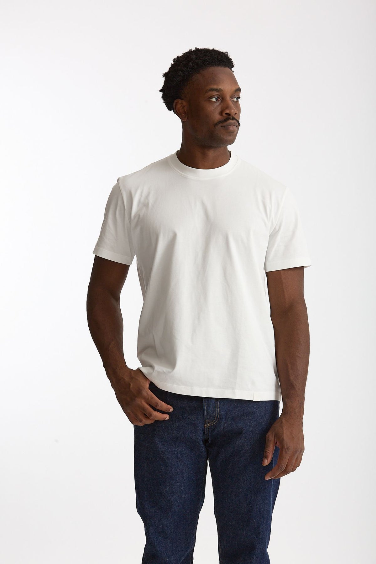 T-shirt girocollo in cotone bianco uomo Woc - 1