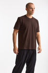 T-shirt girocollo in cotone marrone uomo Woc - 4