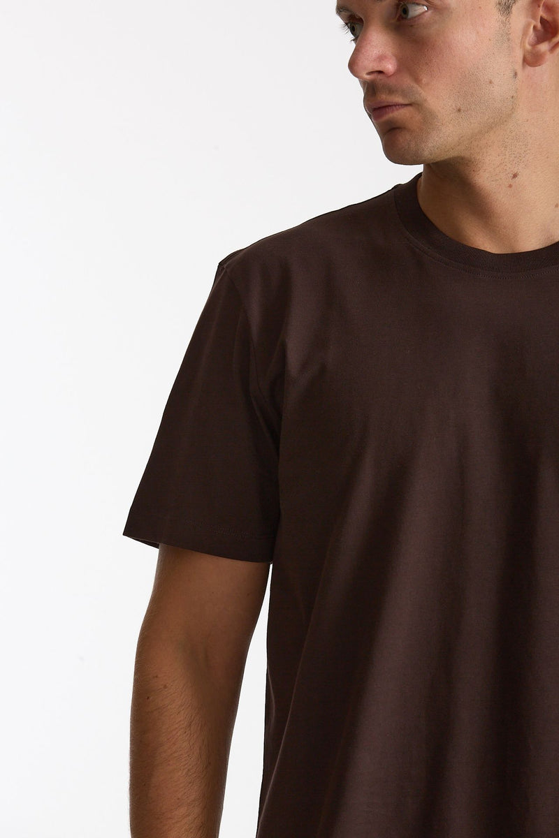 T-shirt girocollo in cotone marrone uomo Woc - 5