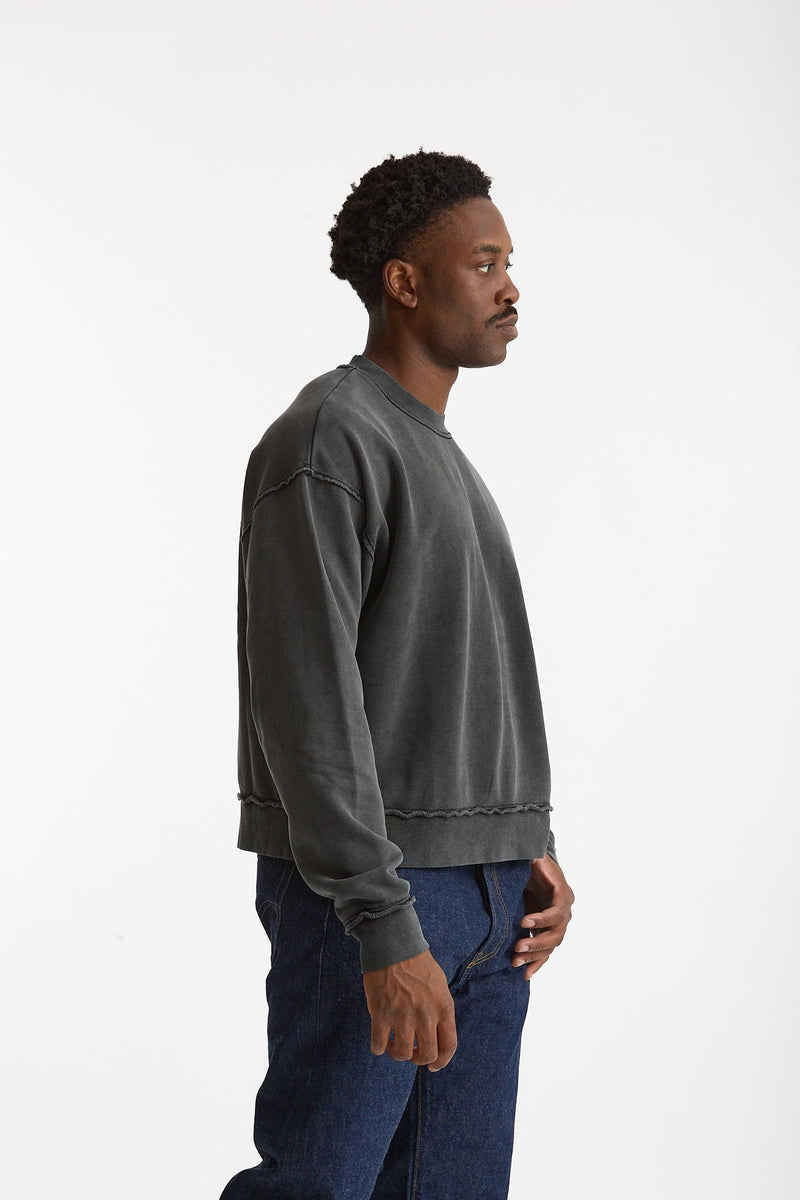 Felpa girocollo in cotone lavato grigio uomo Woc - 1
