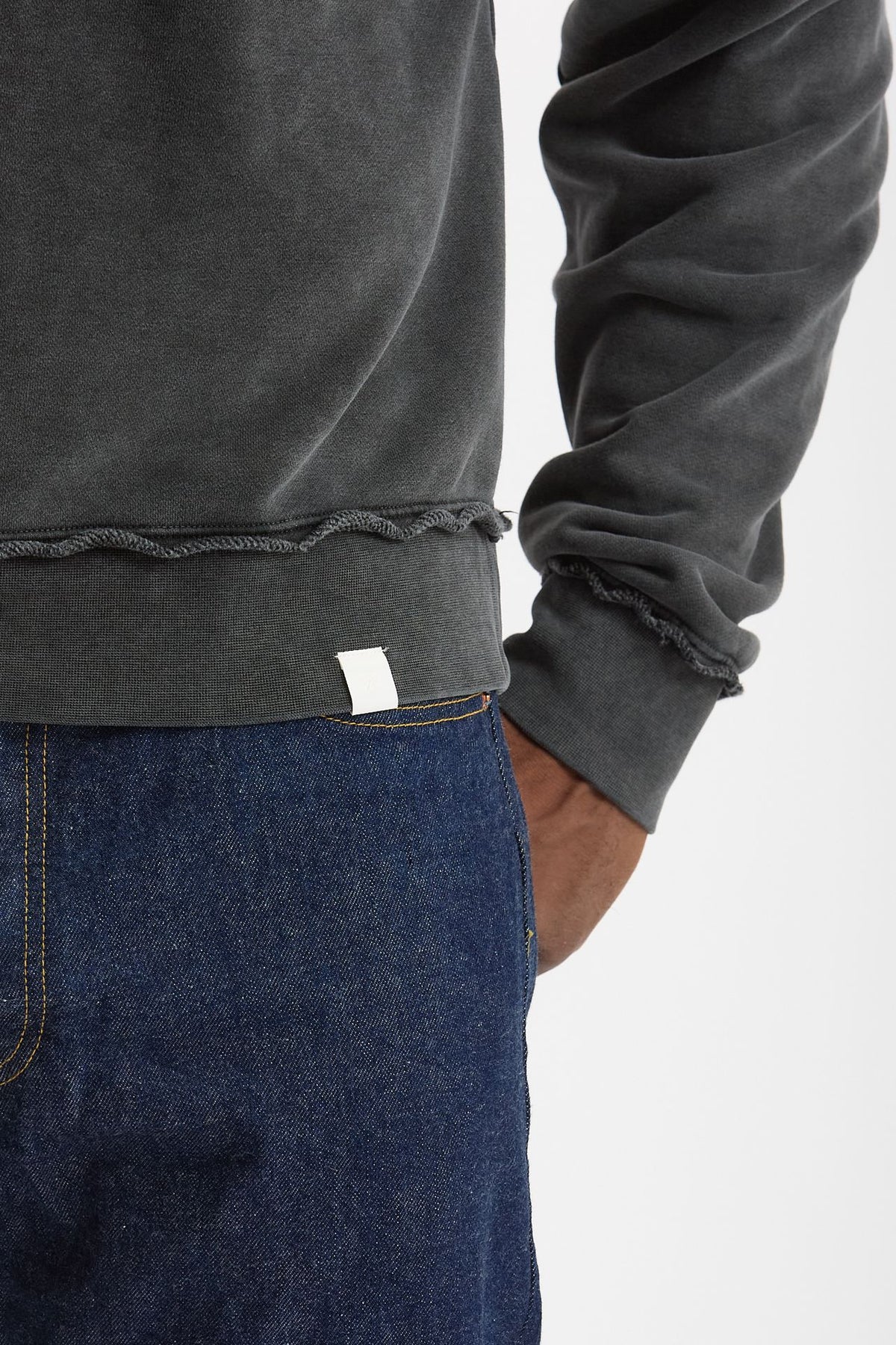 Felpa girocollo in cotone lavato grigio uomo Woc - 6