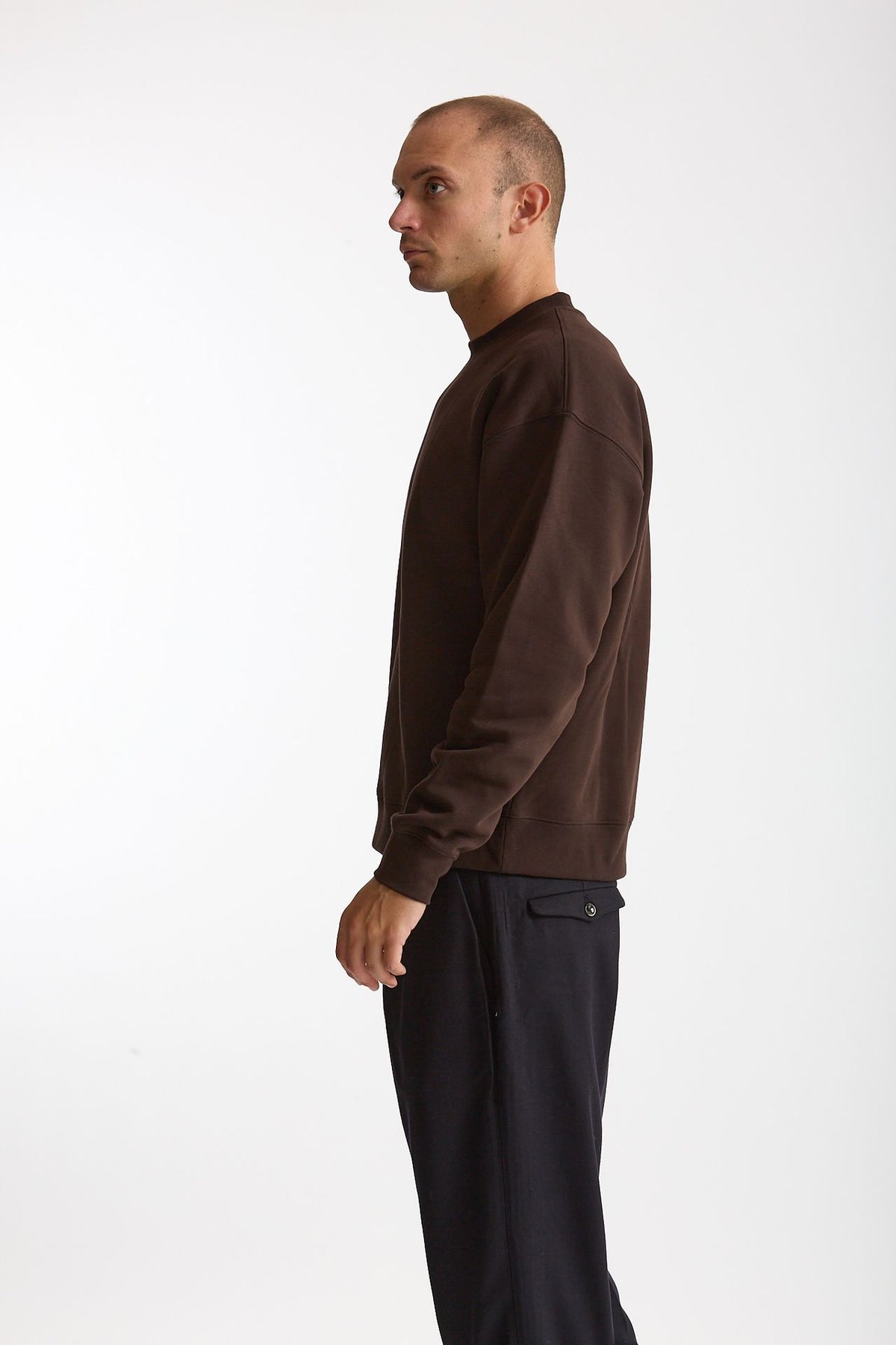 Felpa girocollo in cotone marrone uomo Woc - 2