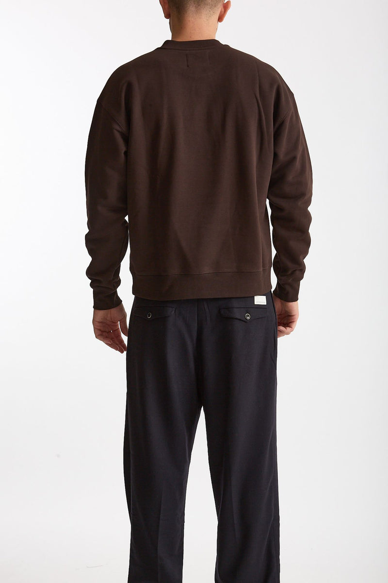 Felpa girocollo in cotone marrone uomo Woc - 3
