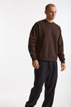 Felpa girocollo in cotone marrone uomo Woc - 4