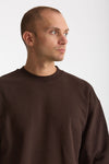 Felpa girocollo in cotone marrone uomo Woc - 5
