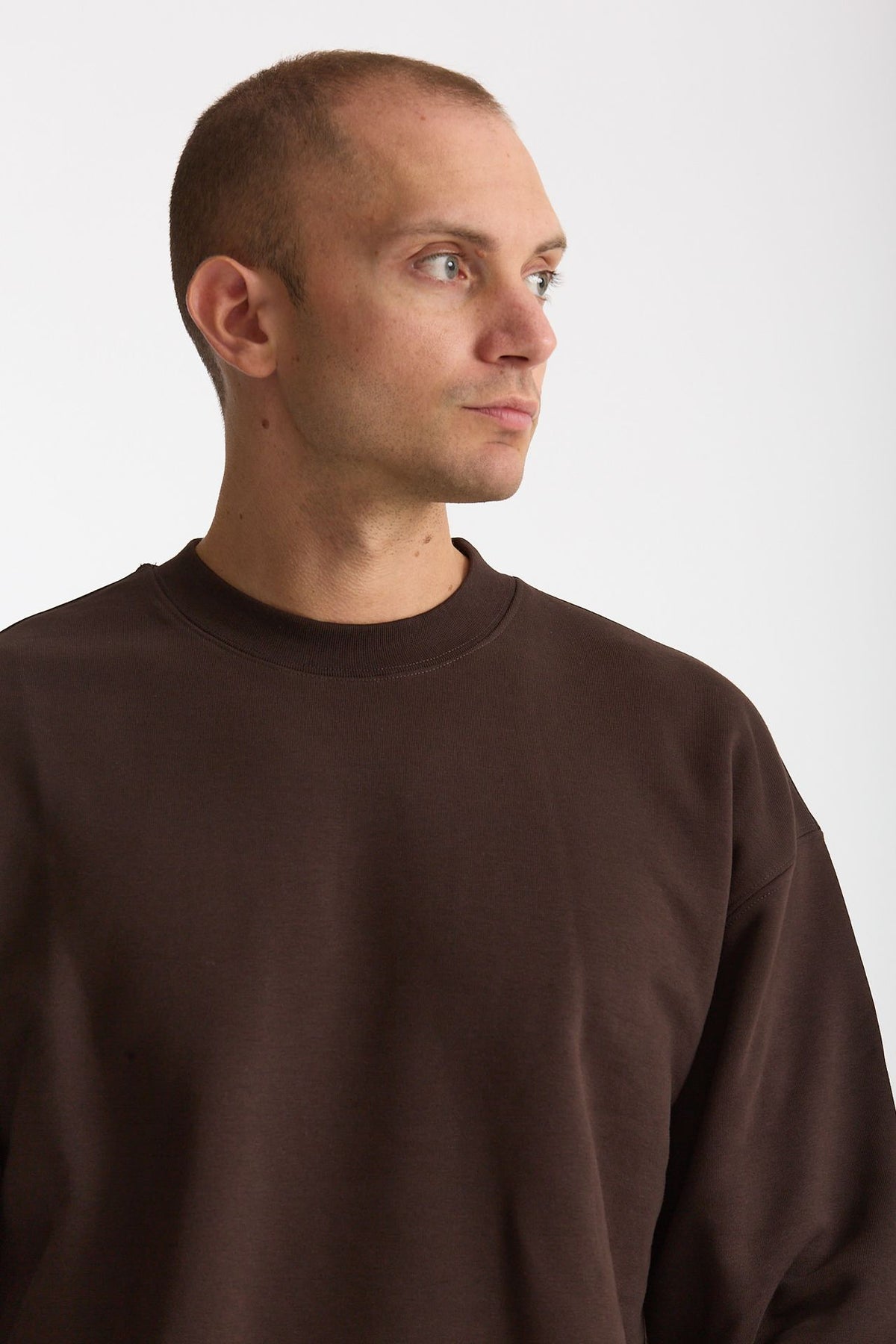 Felpa girocollo in cotone marrone uomo Woc - 5