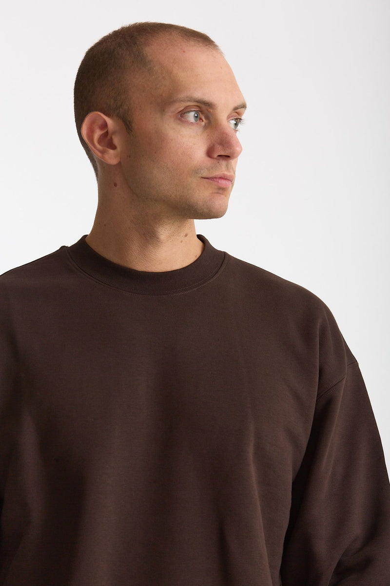 Felpa girocollo in cotone marrone uomo Woc - 5
