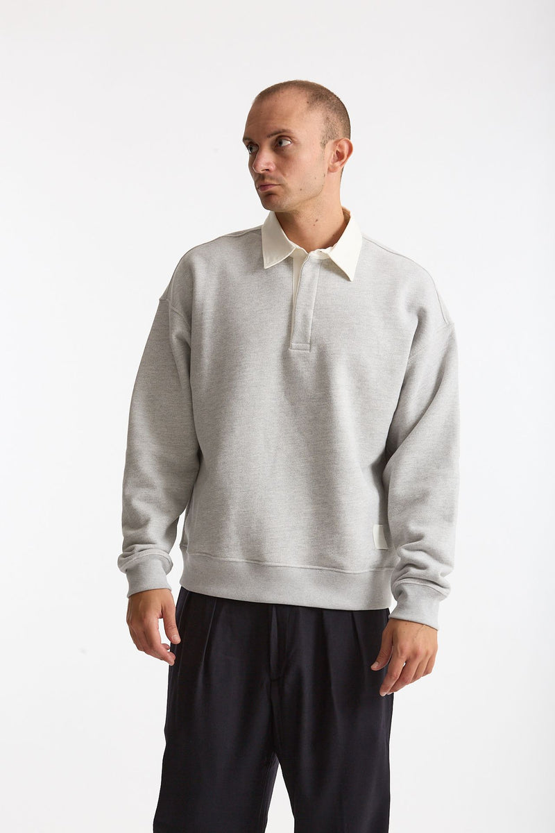 Felpa polo in cotone grigio uomo Woc - 1