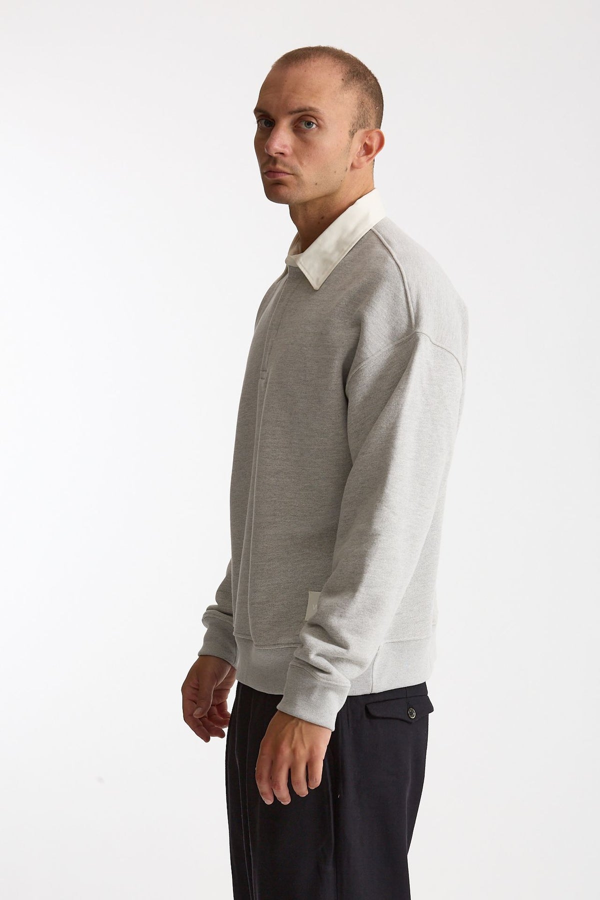 Felpa polo in cotone grigio uomo Woc - 2