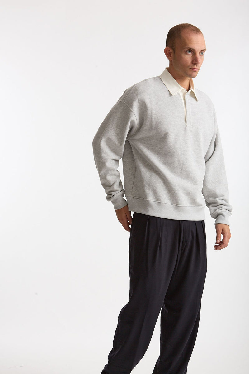 Felpa polo in cotone grigio uomo Woc - 4