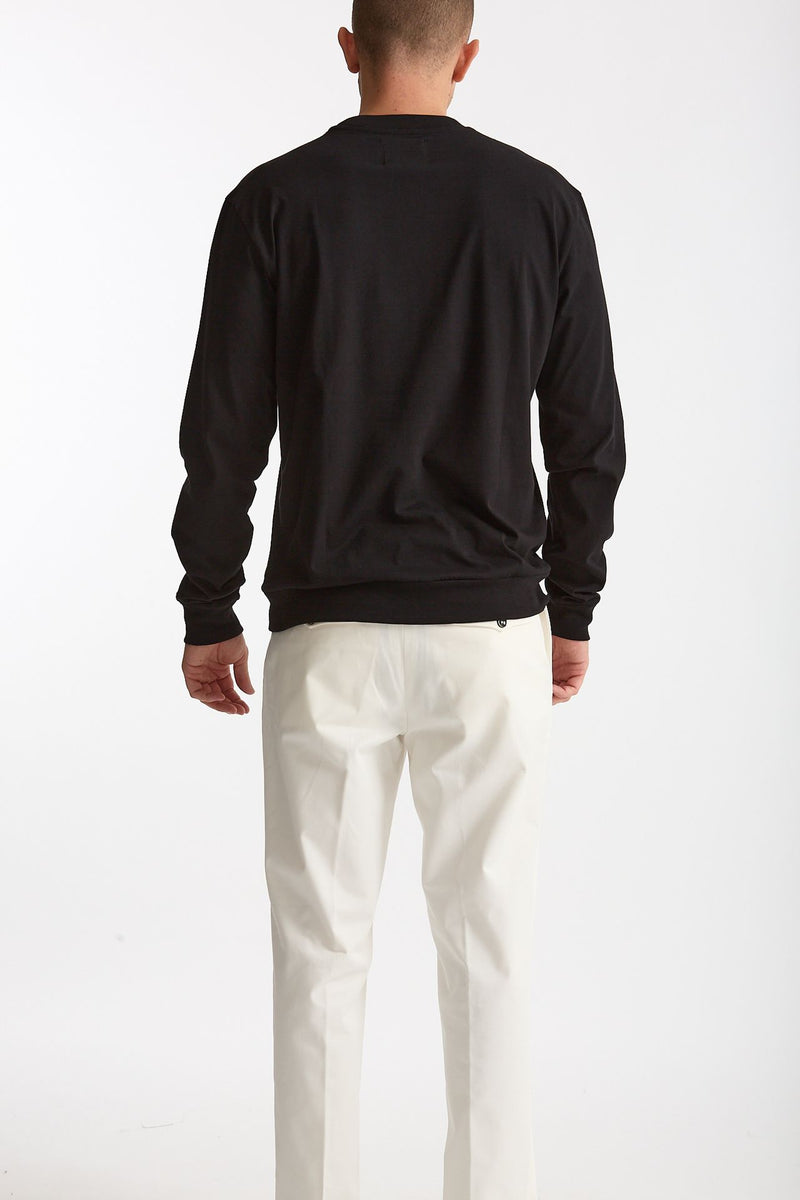 T-shirt manica lunga in cotone nero uomo Woc - 3