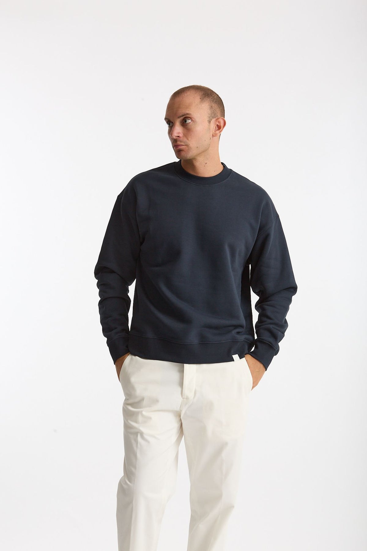 Felpa girocollo in cotone blu uomo Woc - 1