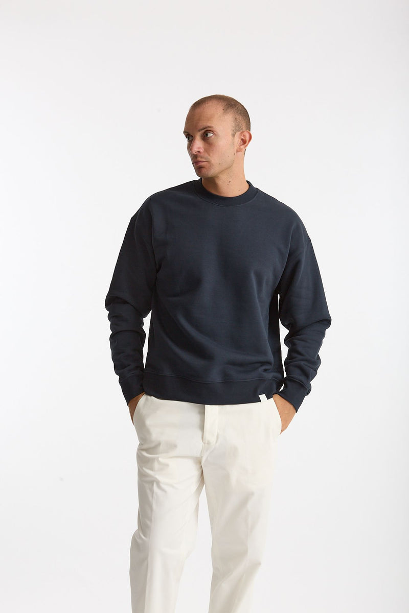 Felpa girocollo in cotone blu uomo Woc - 1