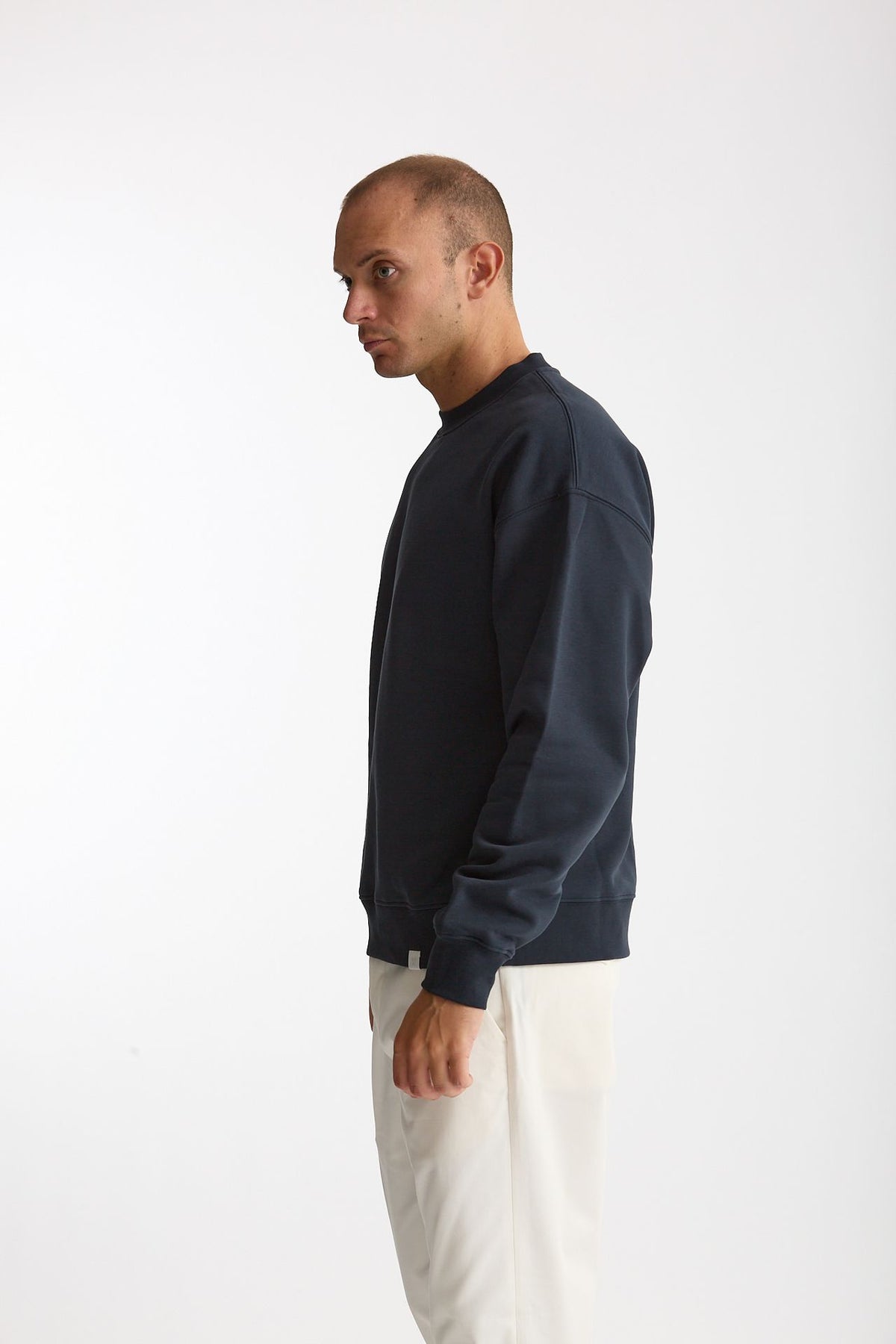 Felpa girocollo in cotone blu uomo Woc - 2