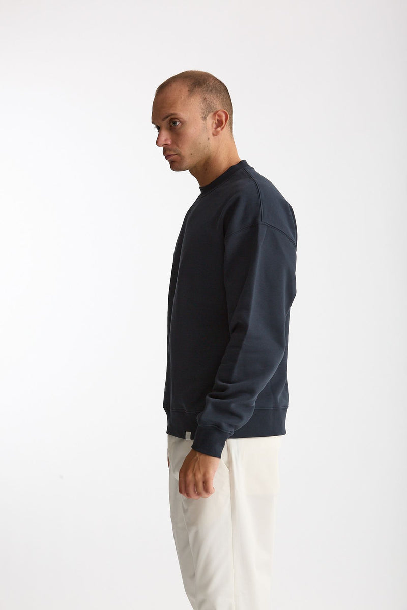 Felpa girocollo in cotone blu uomo Woc - 2