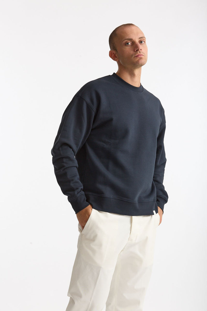 Felpa girocollo in cotone blu uomo Woc - 4