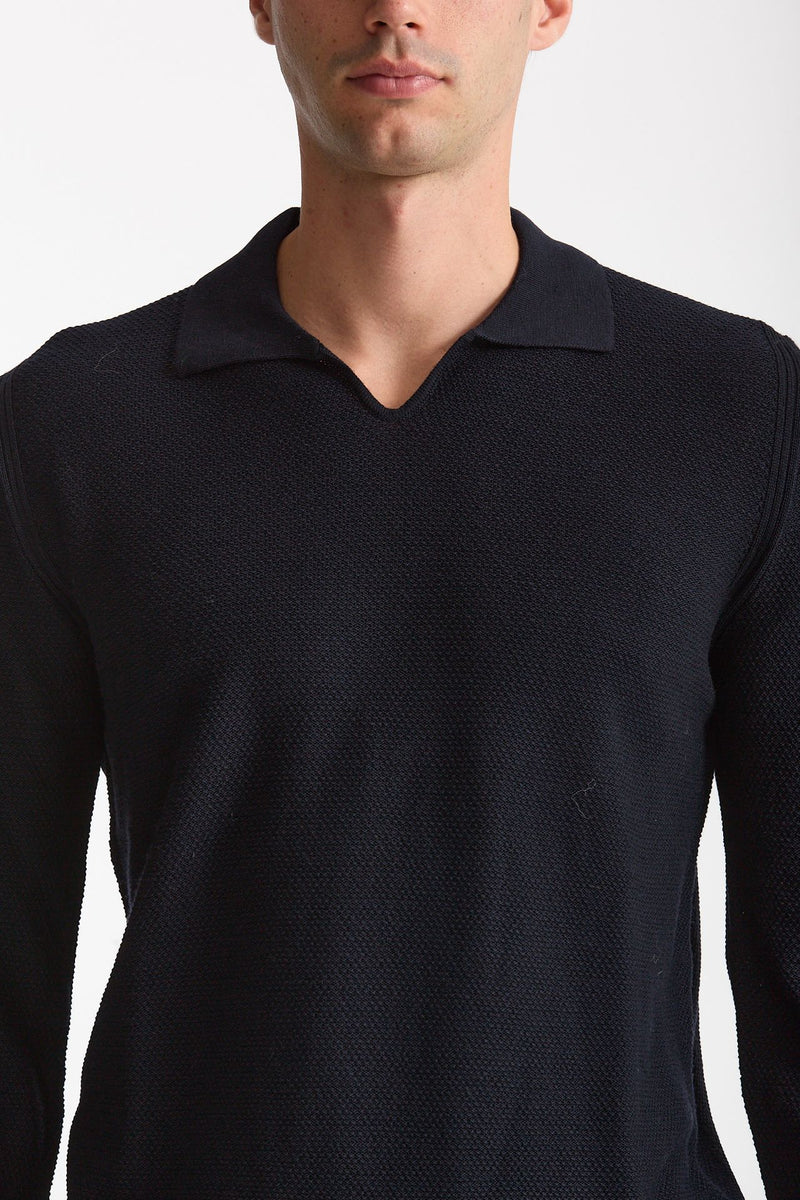 Maglia polo in lana blu uomo Zanone - 5
