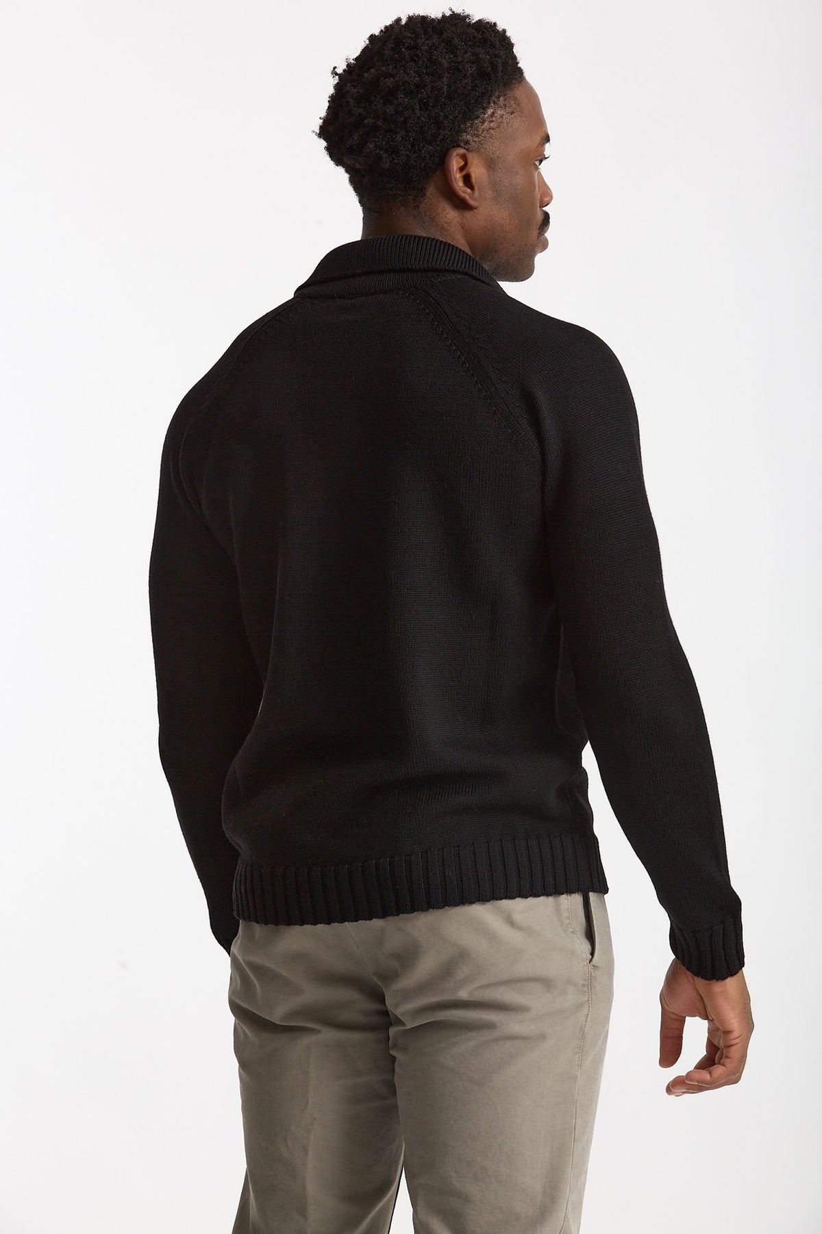 Maglia polo in lana nero uomo Zanone - 4