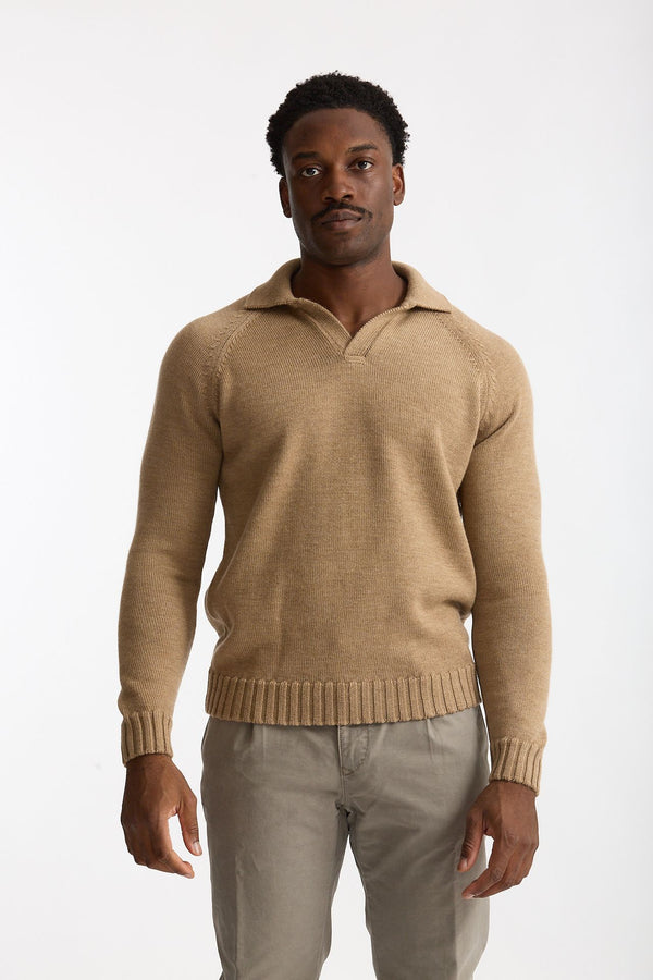 Maglia polo in lana cammello uomo Zanone