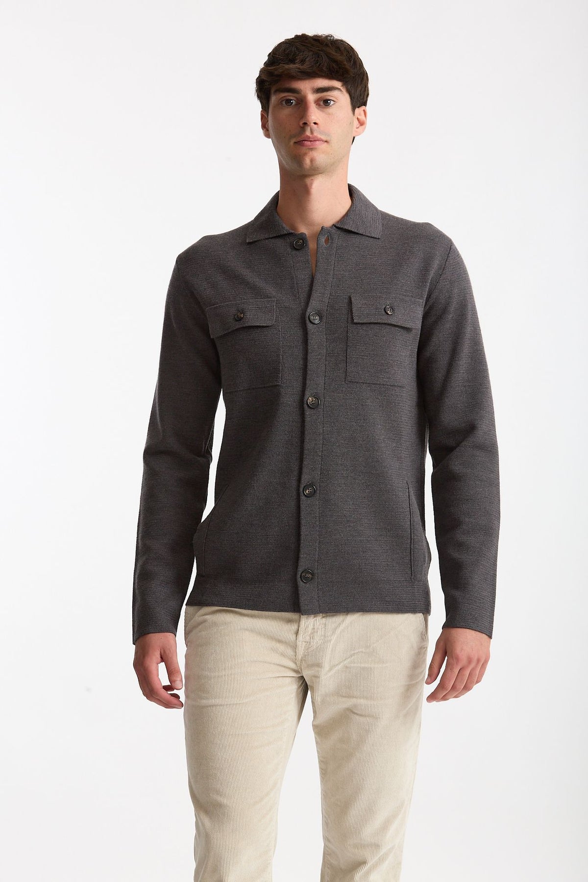 Cardigan in lana grigio uomo Zanone - 1