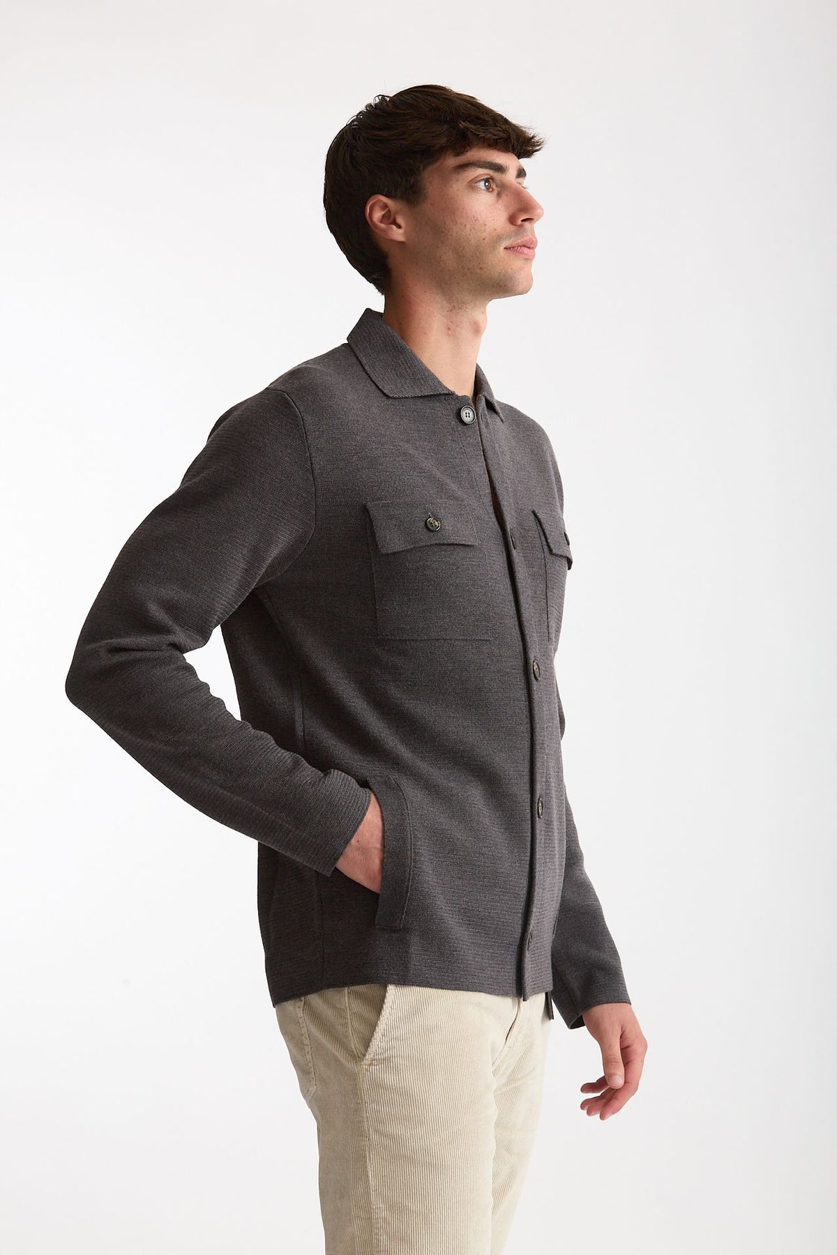 Cardigan in lana grigio uomo Zanone - 4