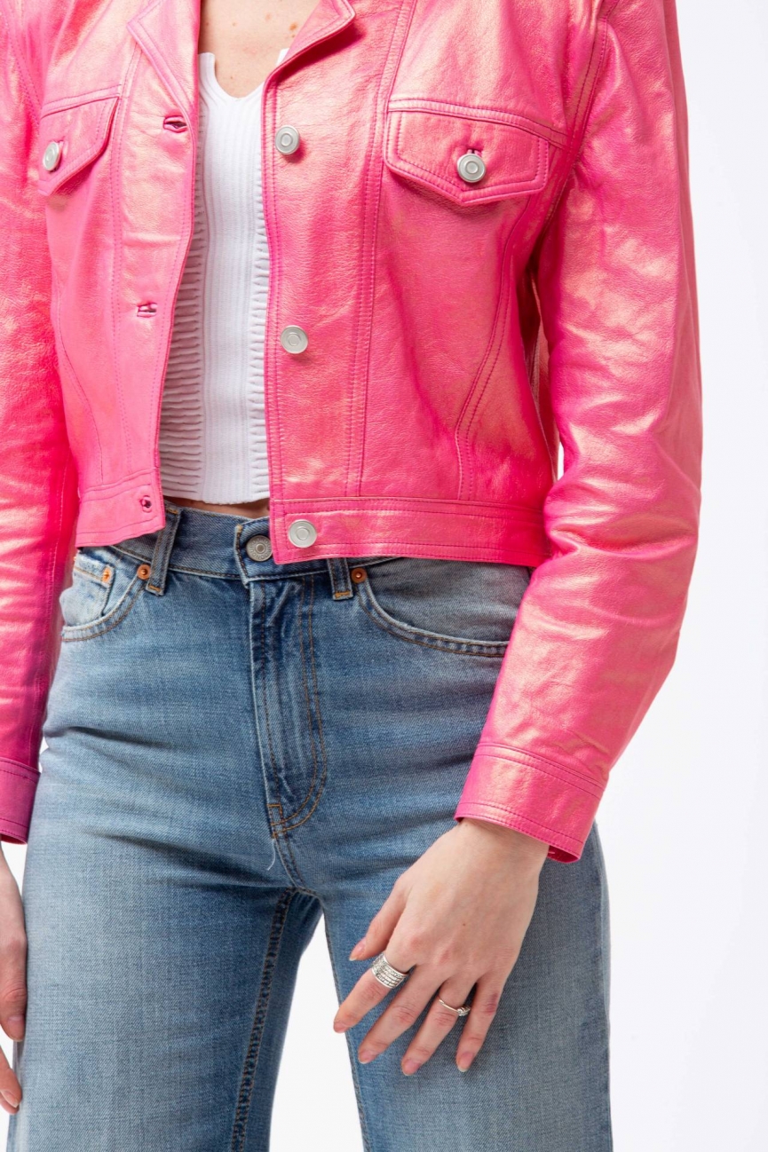 Giubbino crop in pelle