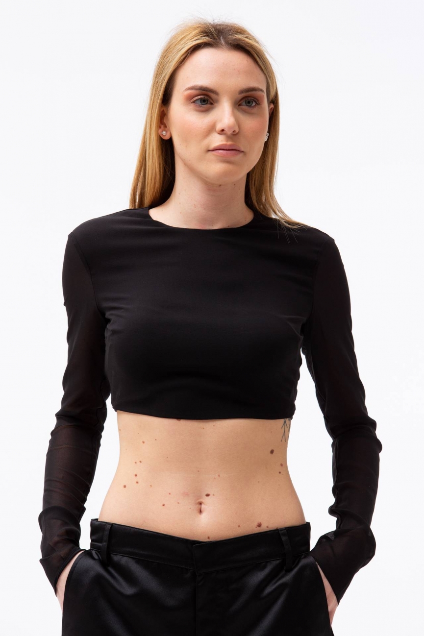 Crop top in seta