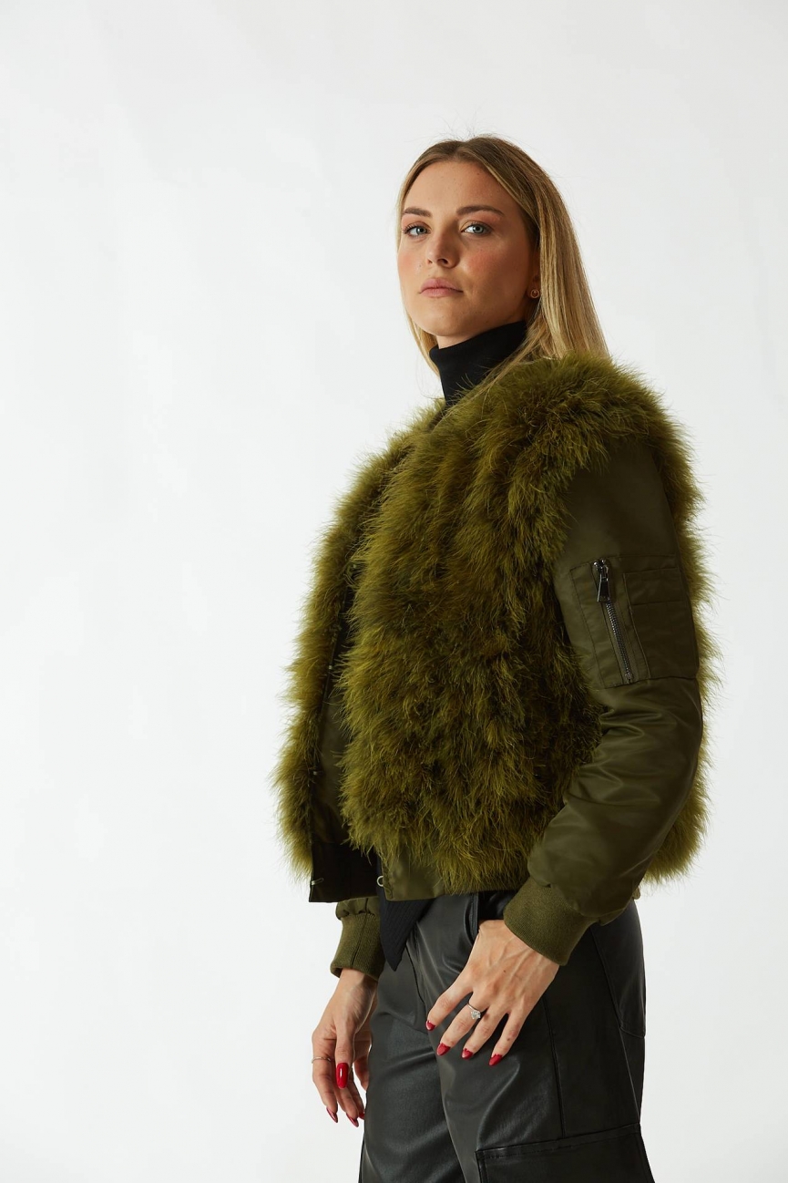 Giubbino double face verde militare