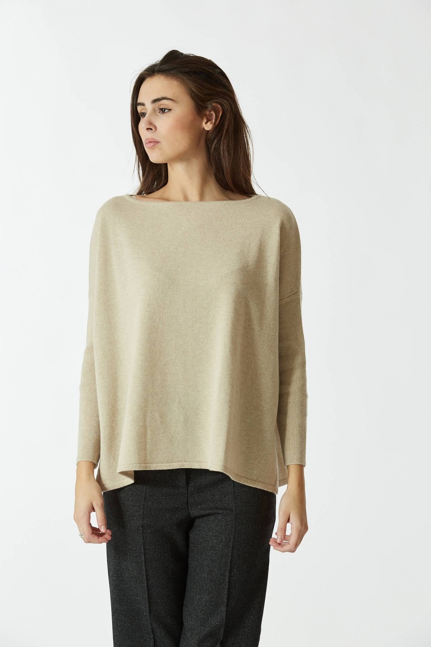Maglia over in cachemire beige