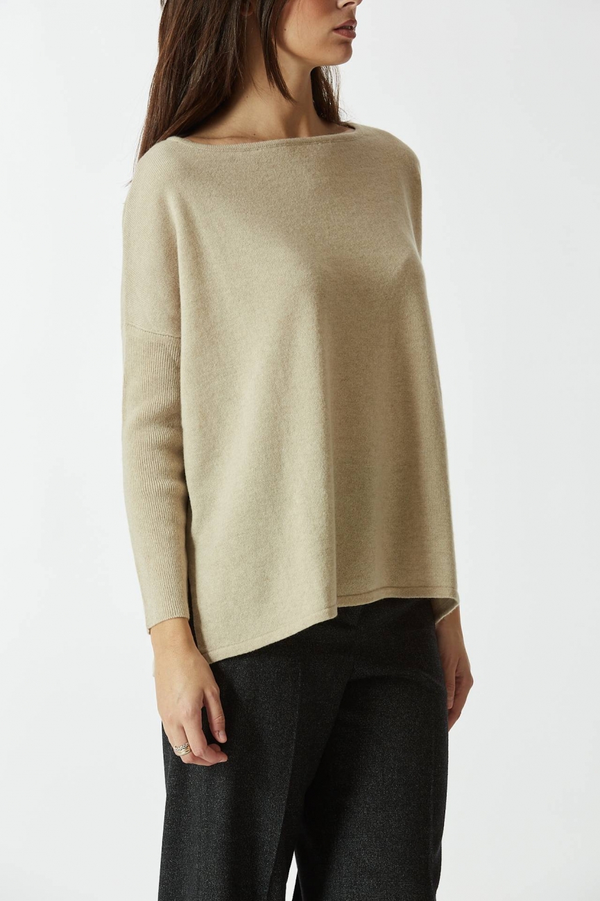 Maglia over in cachemire beige