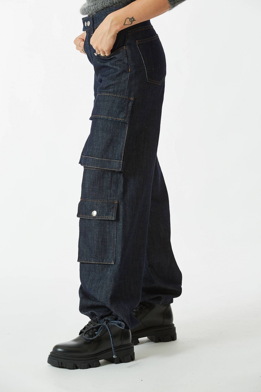 Jeans cargo DUCENT denim scuro 