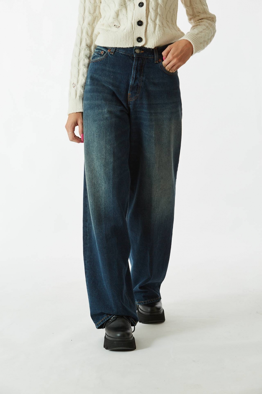 Jeans wide leg BATHANY denim scuro