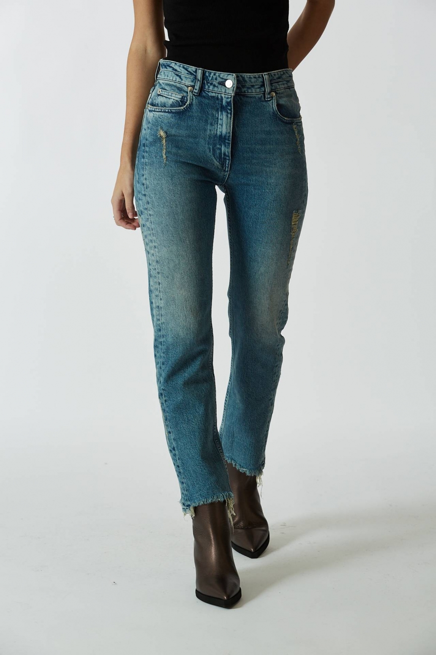 Jeans vita alta in denim