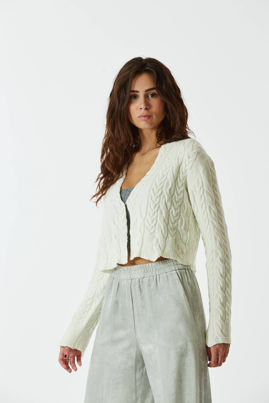 Cardigan crop lavorato bianco