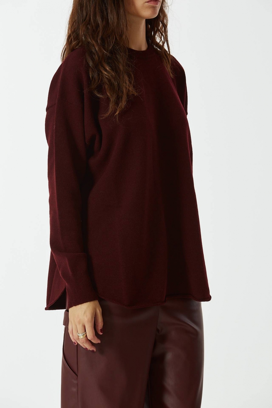 Maglia over girocollo bordeaux