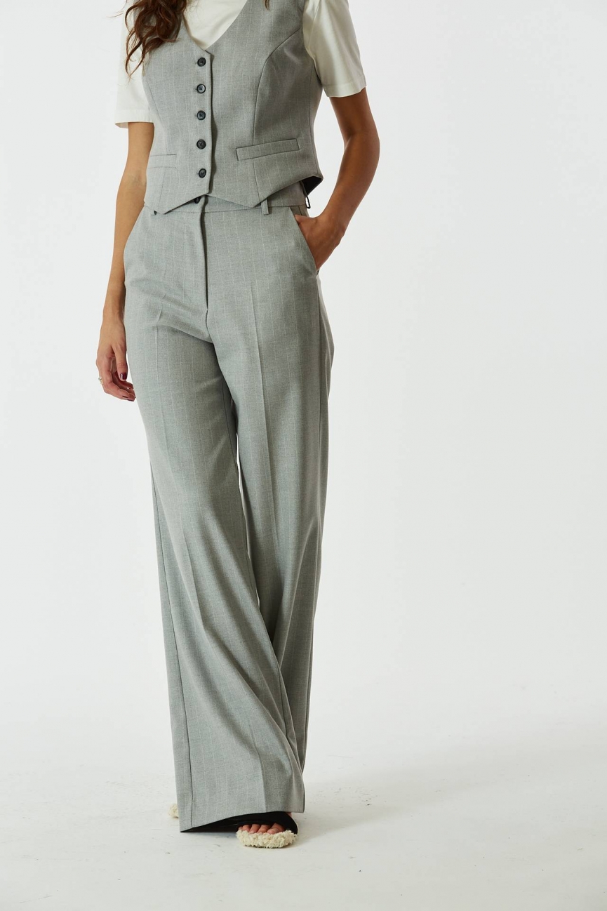 Pantalone palazzo gessato grigio