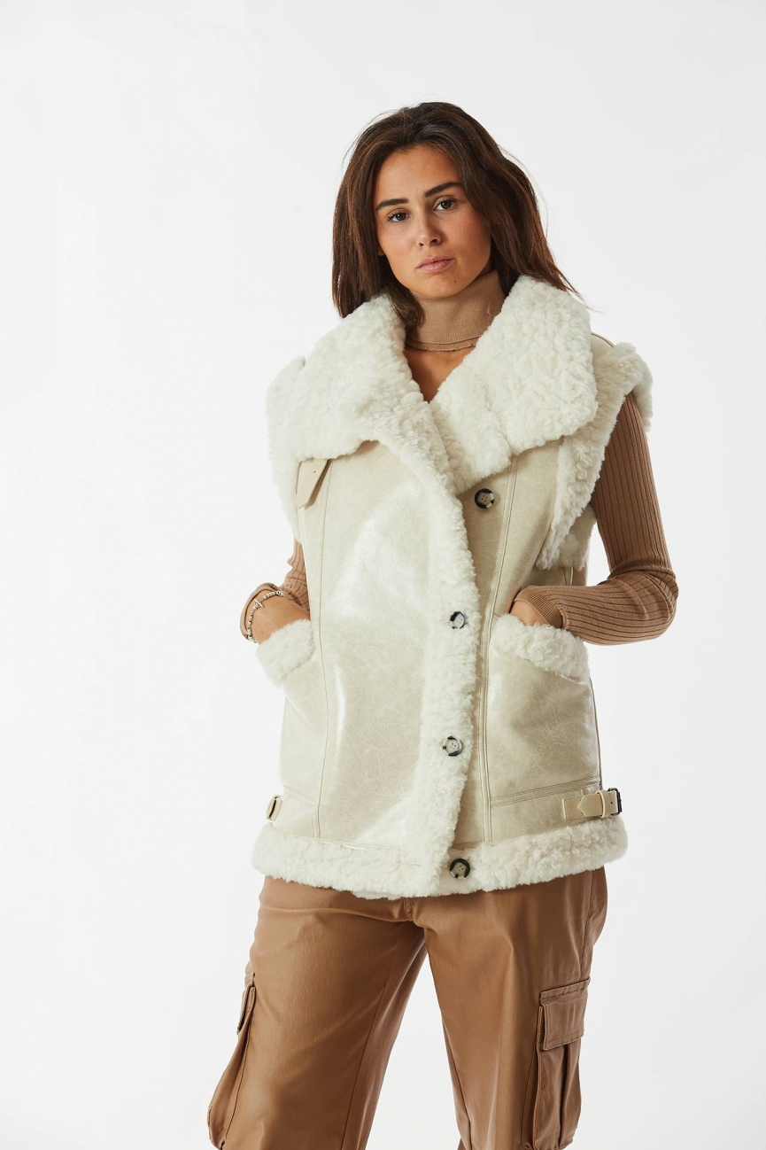 Gilet eco shearling bianco